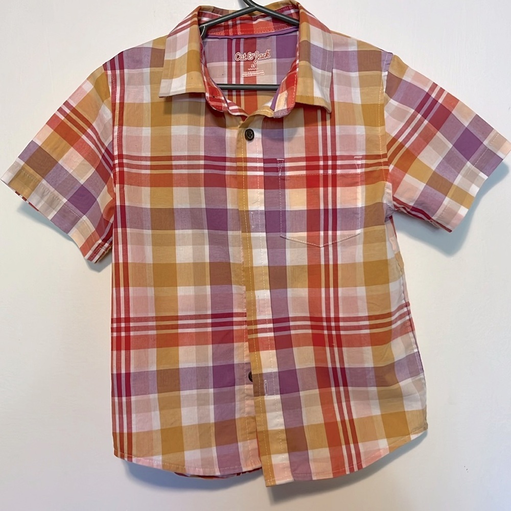Cat & Jack Plaid Short Sleeve‎ Button Up Shirt